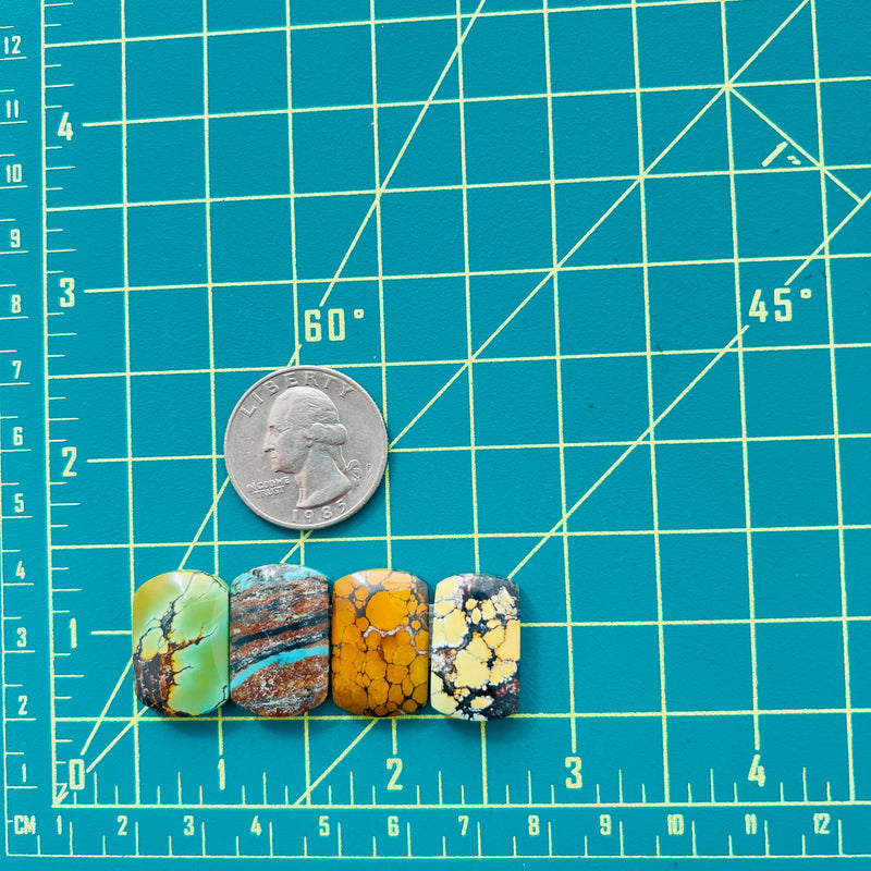 Medium Mixed Barrel Mixed Turquoise, Set of 4 Dimensions