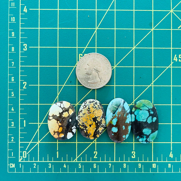 Large Mixed Oval Mixed Turquoise, Set of 4 Dimensions