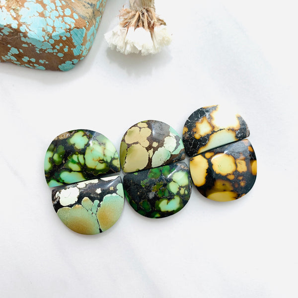 Large Deep Green Half Moon Bamboo Mountain Turquoise, Set of 6 Background