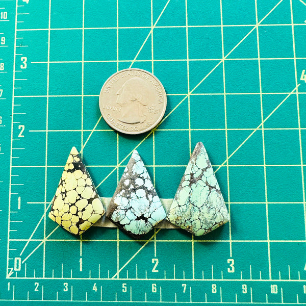 Large Mixed Shield Mixed Turquoise, Set of 3 Dimensions