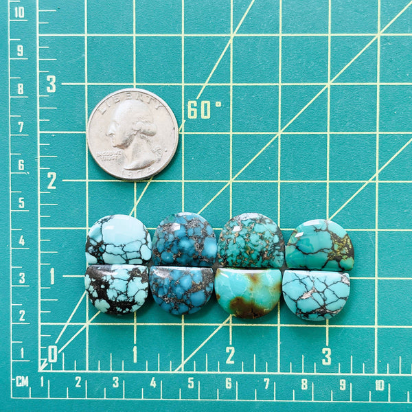 Medium Mixed Half Moon Mixed Turquoise, Set of 8 Dimensions