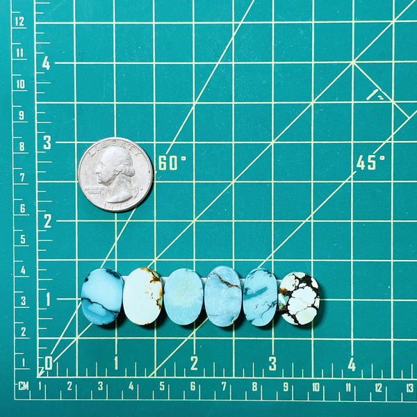Medium Mixed Oval Mixed Turquoise, Set of 6 Dimensions