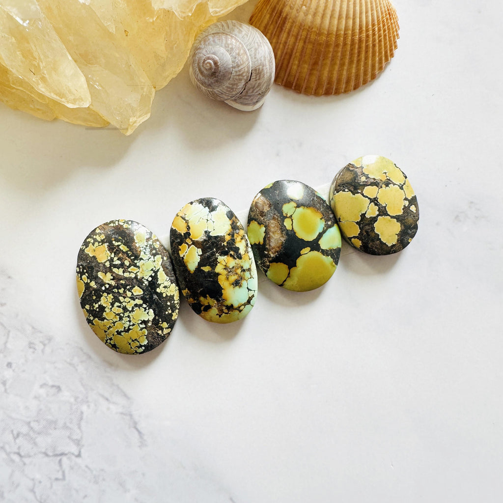 Large Yellow Mixed Giraffe Turquoise, Set of 4 - Turquoise Moose