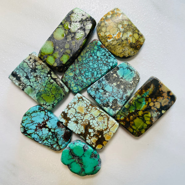 Mixed Rough Natural Mixed Turquoise Slabs Background