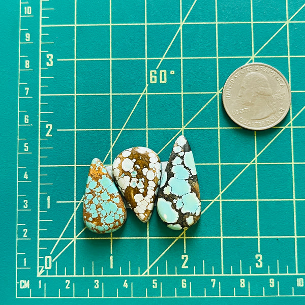 Large Mixed Teardrop Mixed Turquoise, Set of 3 Dimensions