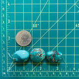 Medium Ocean Blue Oval Yungai Beads, Set of 3 Dimensions