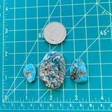Mixed Ocean Blue Mixed Prince Egyptian Turquoise, Set of 3 Dimensions