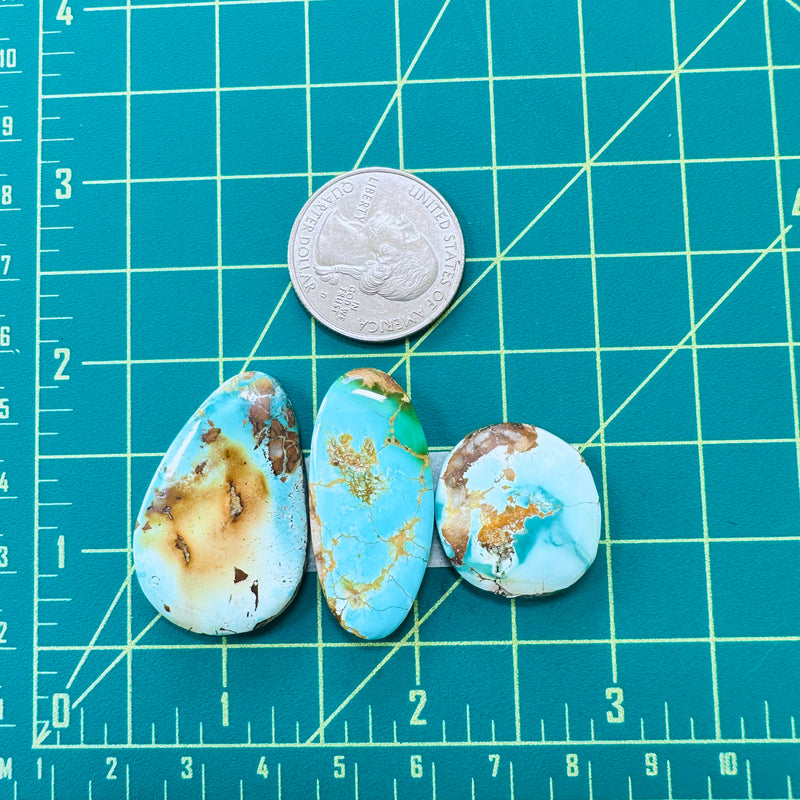 Large Sky Blue Mixed Royston Turquoise, Set of 3 Dimensions