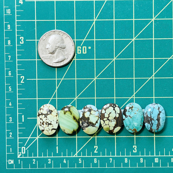 Medium Mixed Oval Mixed Turquoise, Set of 6 Dimensions