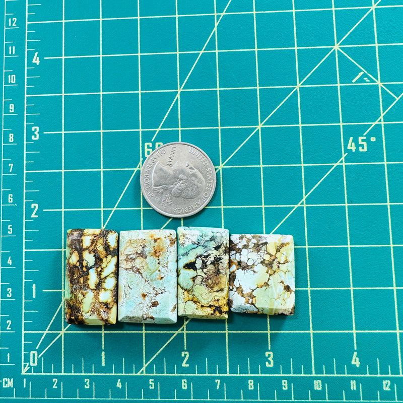 Large Mixed Bar Treasure Mountain Turquoise, Set of 4 Dimensions