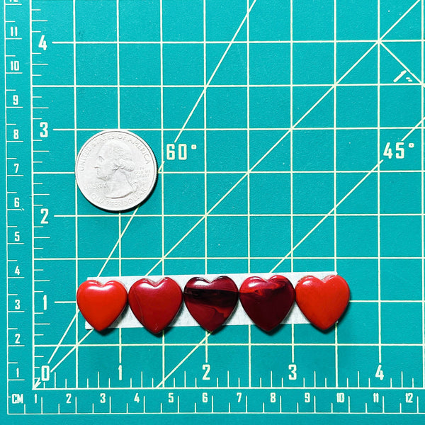 Medium Red Heart Rosarita, Set of 5 Dimensions