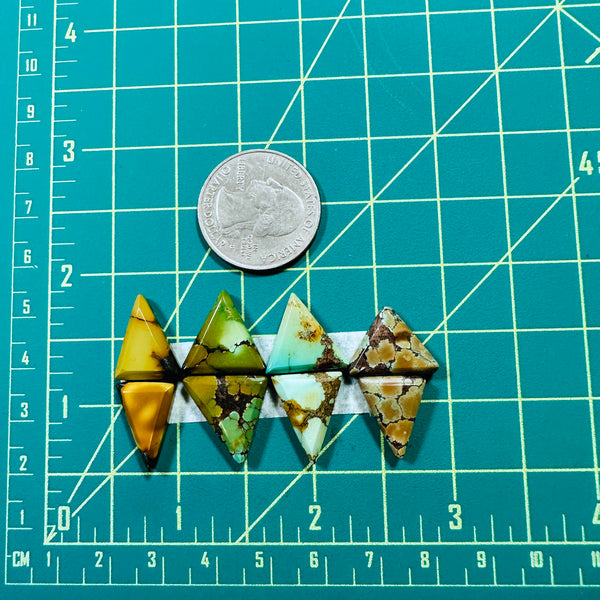 Small Mixed Triangle Treasure Mountain Turquoise, Set of 8 Dimensions