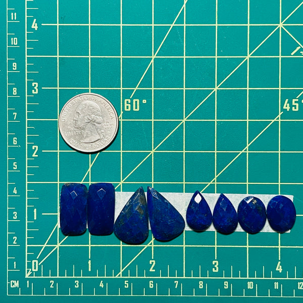 Small Deep Blue Mixed Lapis Lazuli, Set of 8 Dimensions