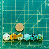 Medium Mixed Hexagon Mixed Turquoise, Set of 6 Dimensions