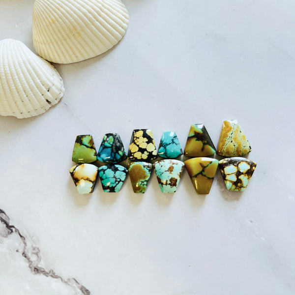 Small Mixed Petal Mixed Turquoise, Set of 12 Background