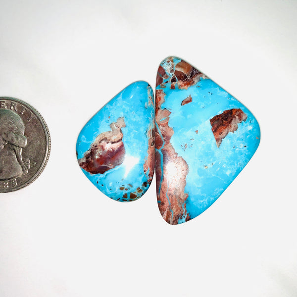 Large Sky Blue Triangle Bisbee Turquoise, Set of 2 Dimensions