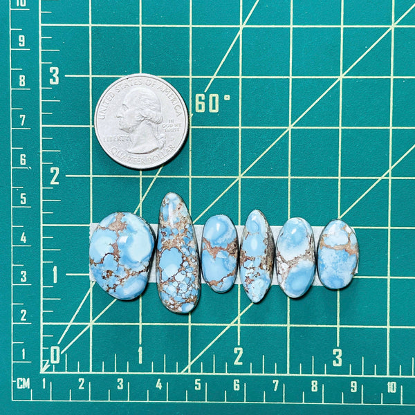 Medium Sky Blue Mixed Golden Hills Turquoise, Set of 6 Dimensions