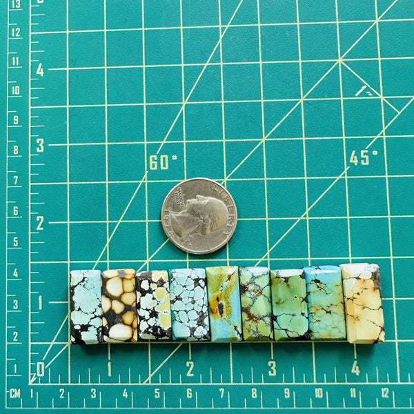 Medium Mixed Bar Mixed Turquoise, Set of 9 Dimensions