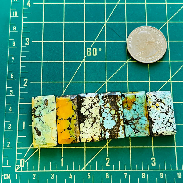 Large Mixed Bar Mixed Turquoise, Set of 6 Dimensions