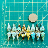 Medium Mixed Shield Mixed Turquoise, Set of 16 Dimensions