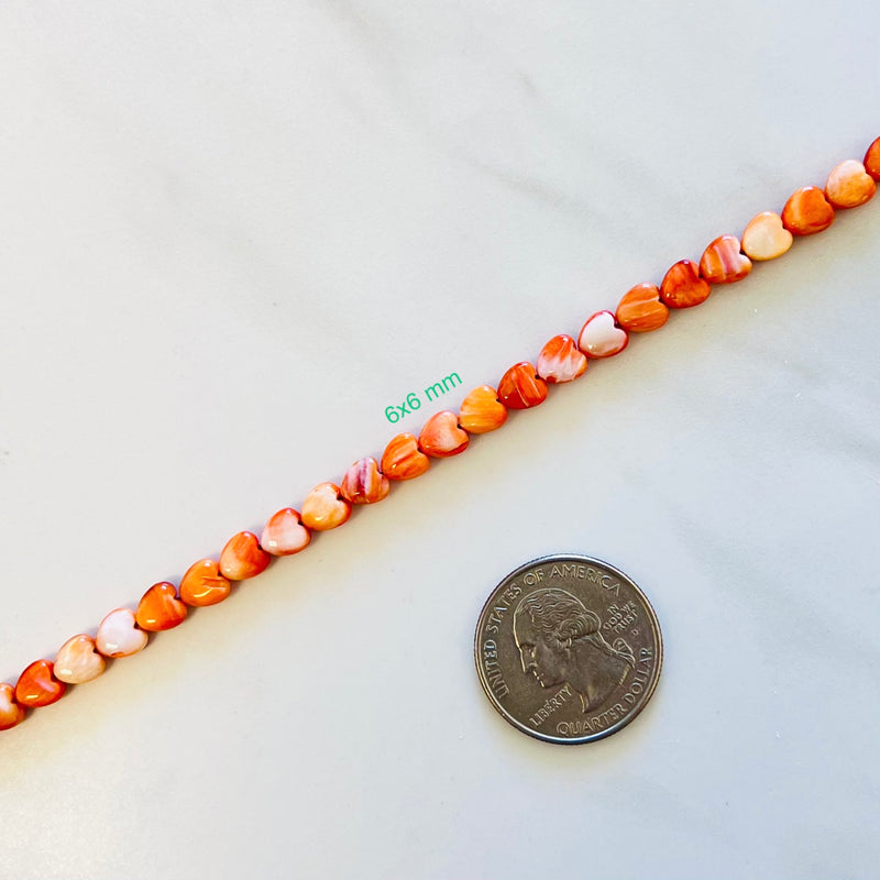 Royal Orange Spiny Oyster Other Heart Beads