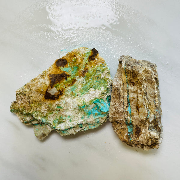 Pale Brown Rough Natural Royston Turquoise Chunks Background