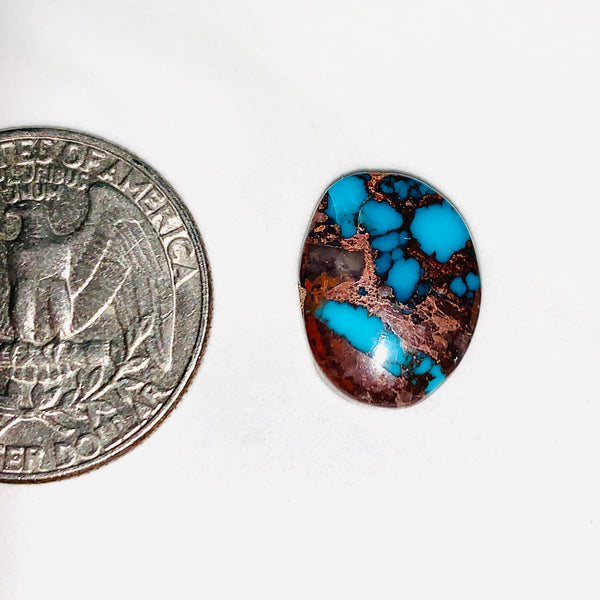 Small Sky Blue Oval Bisbee Turquoise Dimensions