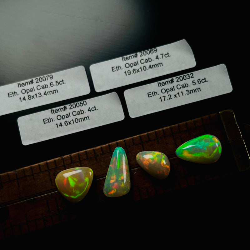 Authentic Ethiopian Mixed Opal Cabochons, set of 4