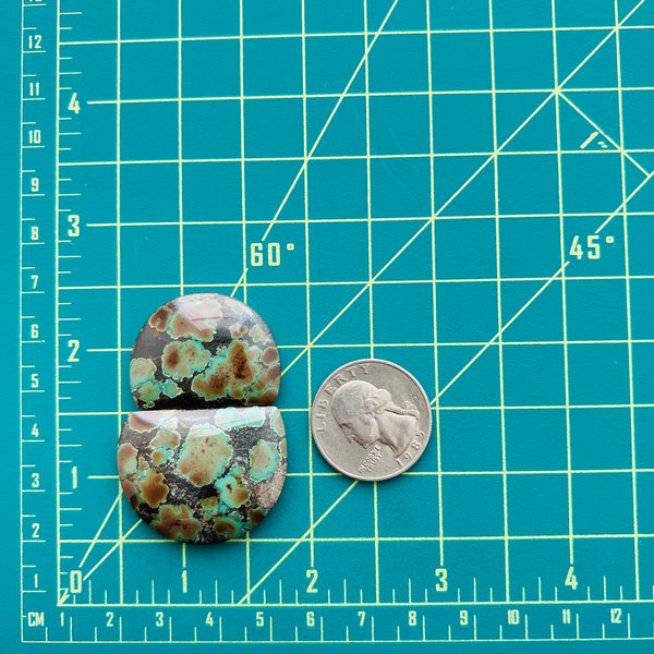 Large Mixed Half Moon Bamboo Mountain Turquoise, Set of 2 Dimensions