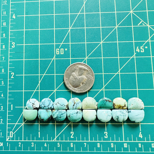 Small Mixed Half Moon Mixed Turquoise, Set of 16 Dimensions