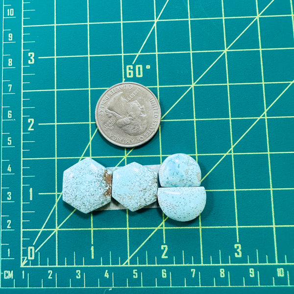 Medium Faint Blue Mixed Sand Hill Turquoise, Set of 4 Dimensions