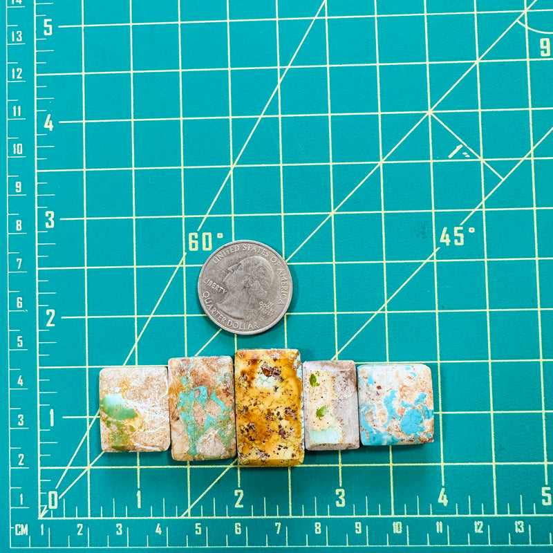 Large Mixed Bar Royston Turquoise, Set of 5 Dimensions