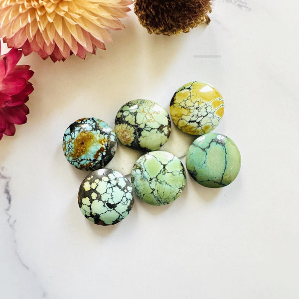 Small Mixed Round Mixed Turquoise, Set of 6 Background