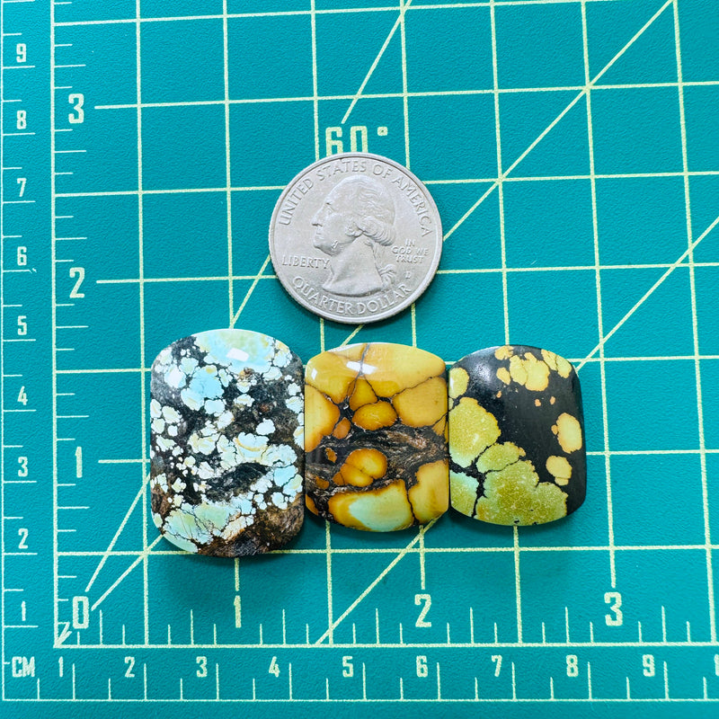 Large Mixed Barrel Mixed Turquoise, Set of 3 Dimensions