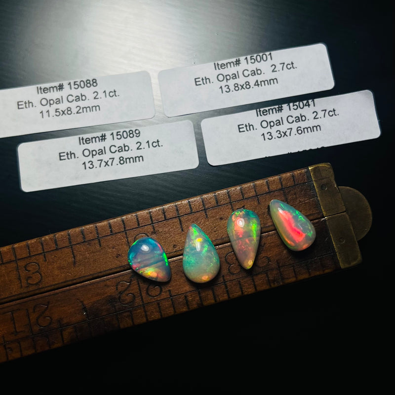 Authentic Ethiopian Teardrop Opal Cabochons, set of 4