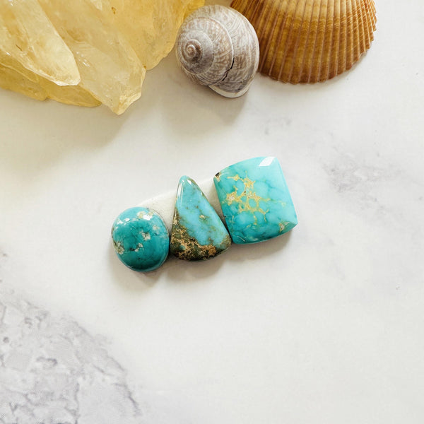 Small Sky Blue Mixed Lone Mountain Turquoise, Set of 3 Background