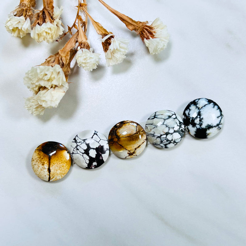 Medium Earth Brown Round Purple Lavender Variscite, Set of 5 Background