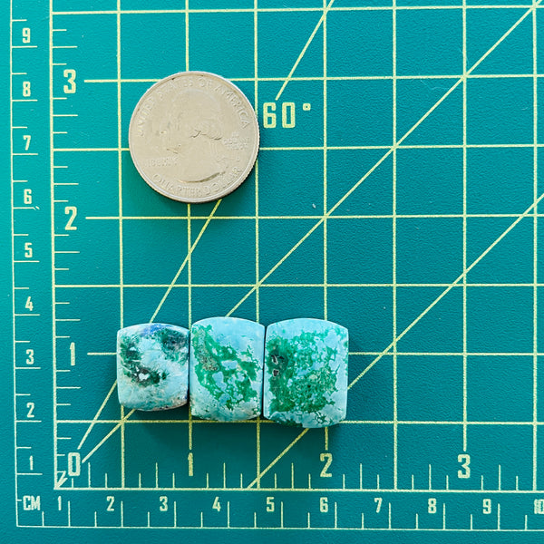 Medium Mint Green Barrel Sand Hill Turquoise, Set of 3 Dimensions