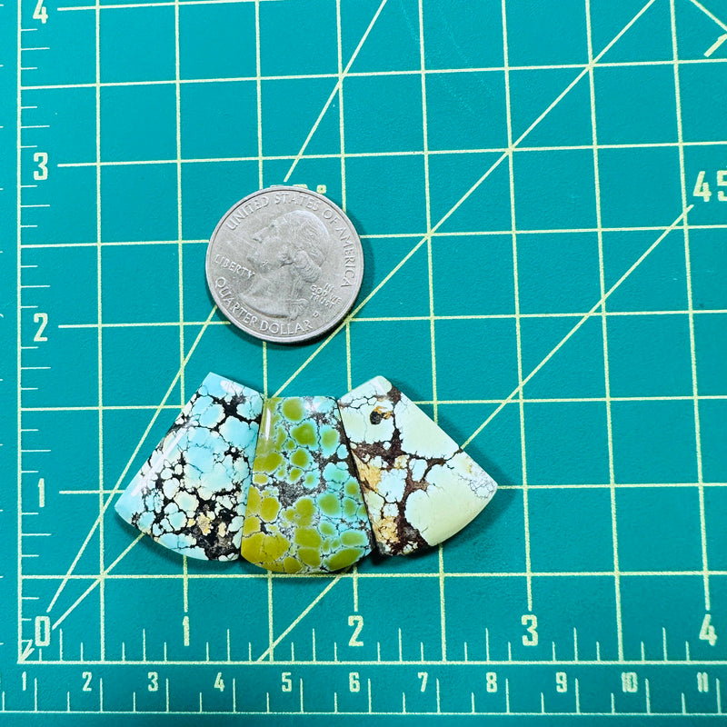 Large Mixed Petal Mixed Turquoise, Set of 3 Dimensions
