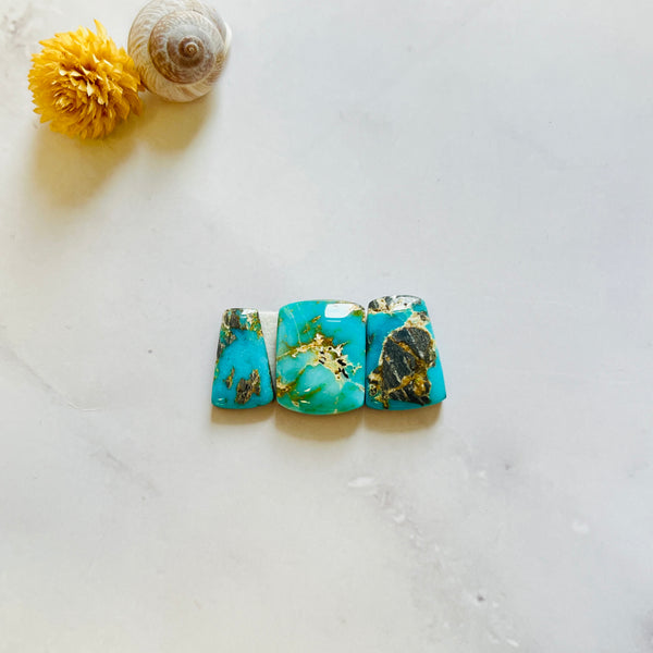 Small Ocean Blue Mixed Lone Mountain Turquoise, Set of 3 Background