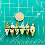 Small Mixed Triangle Mixed Turquoise, Set of 12 Dimensions