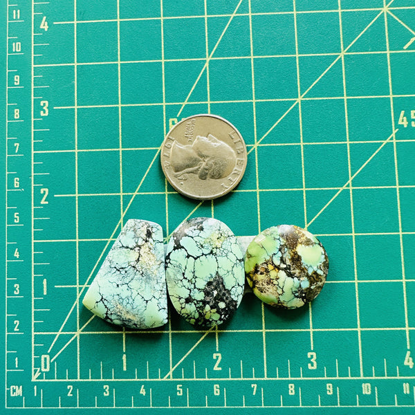 Large Sea Green Mixed Wild Horse Turquoise, Set of 3 Dimensions