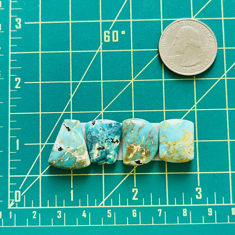 Small Mixed Mixed Lone Mountain Turquoise, Set of 4 Dimensions