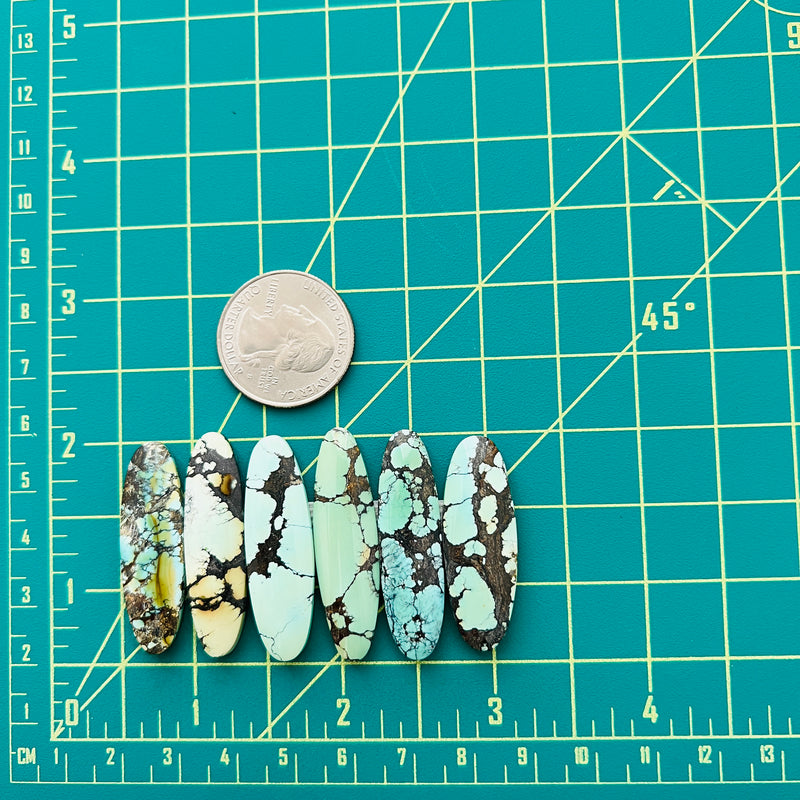 Large Mixed Surfboard Mixed Turquoise, Set of 6 Dimensions
