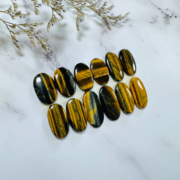 Large Earth Brown Oval Tiger Eye Crystal, Set of 12 Background