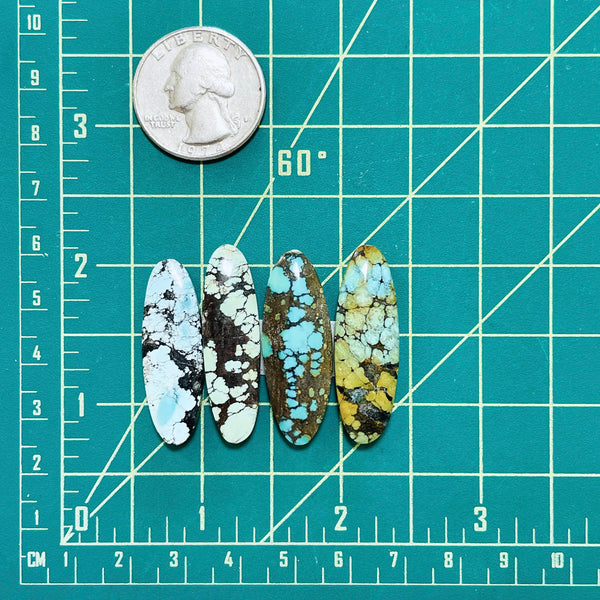 Large Mixed Surfboard Mixed Turquoise, Set of 4 Dimensions