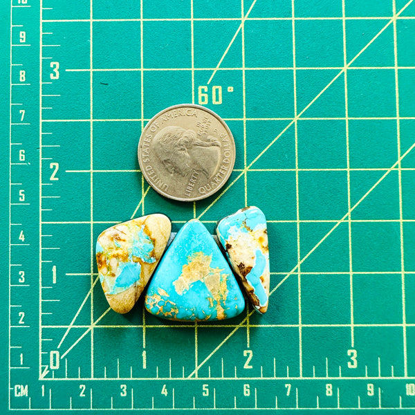 Large Sky Blue Triangle Royston Turquoise, Set of 3 Dimensions