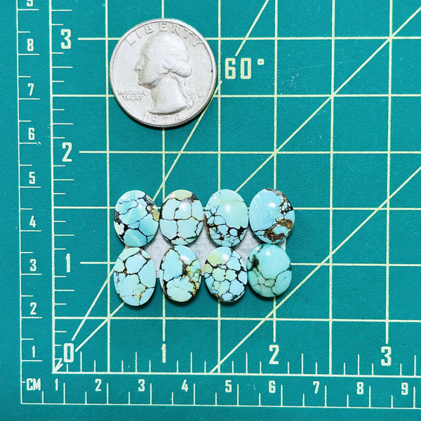 Small Sky Blue Oval Mixed Turquoise, Set of 8 Dimensions