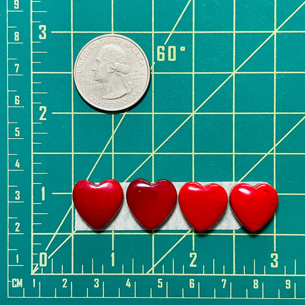Small Red Heart Rosarita, Set of 4 Dimensions