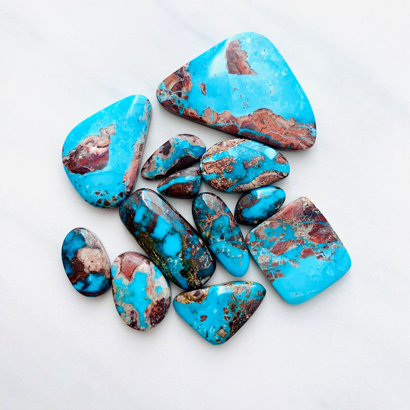 Large Sky Blue Mixed Bisbee Turquoise, Set of 2 Extra